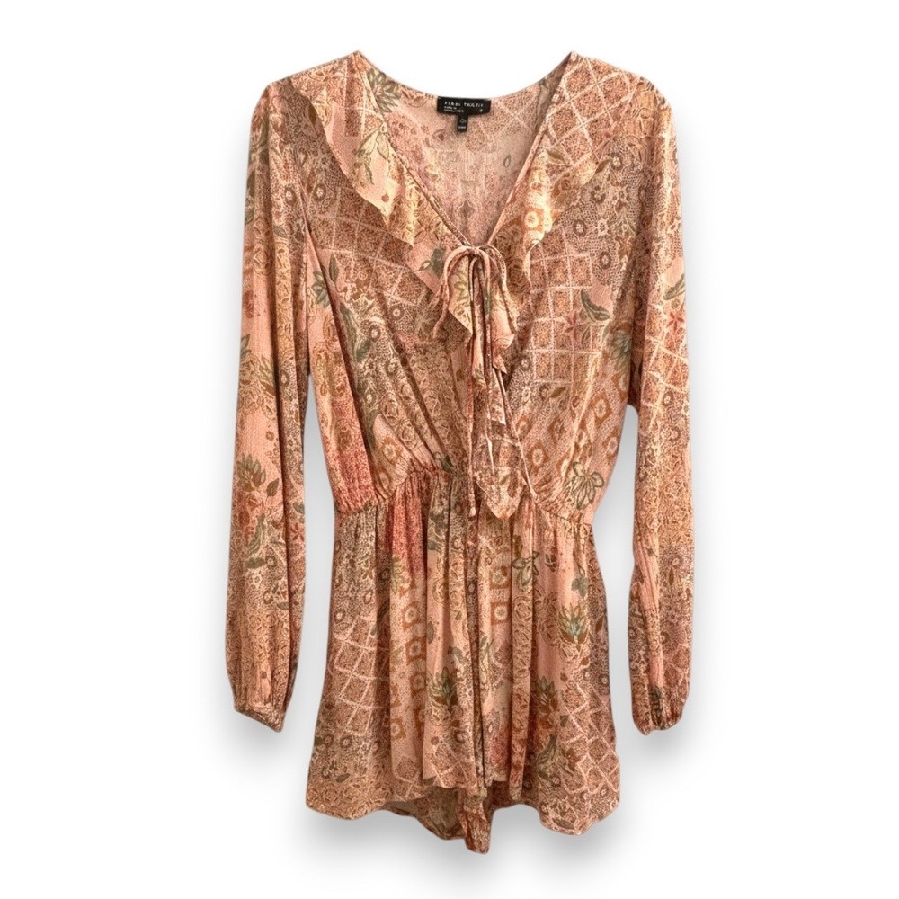 Final Touch Romper Pink Paisley Festival Cottagecore Casual Summer Spring Large